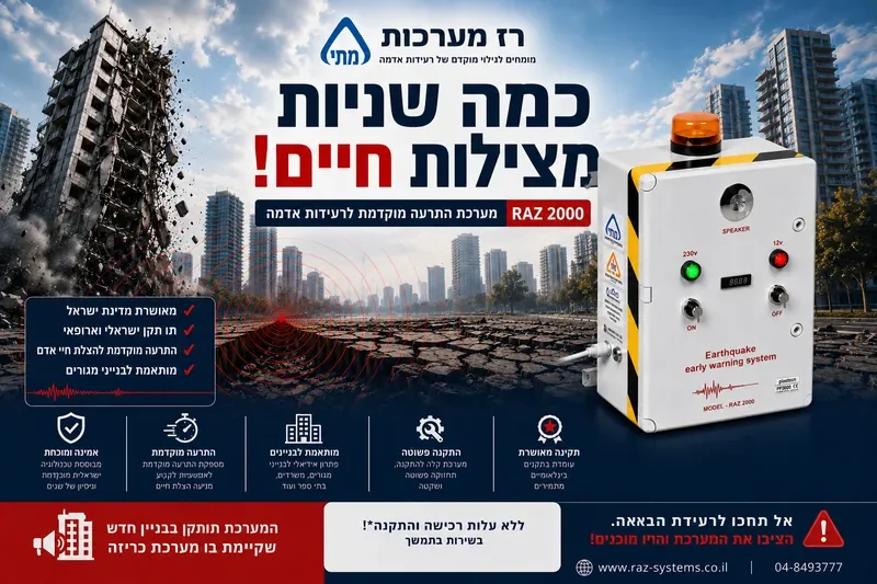 התקנה ותחזוקה של מערכת התראה לרעידת אדמה